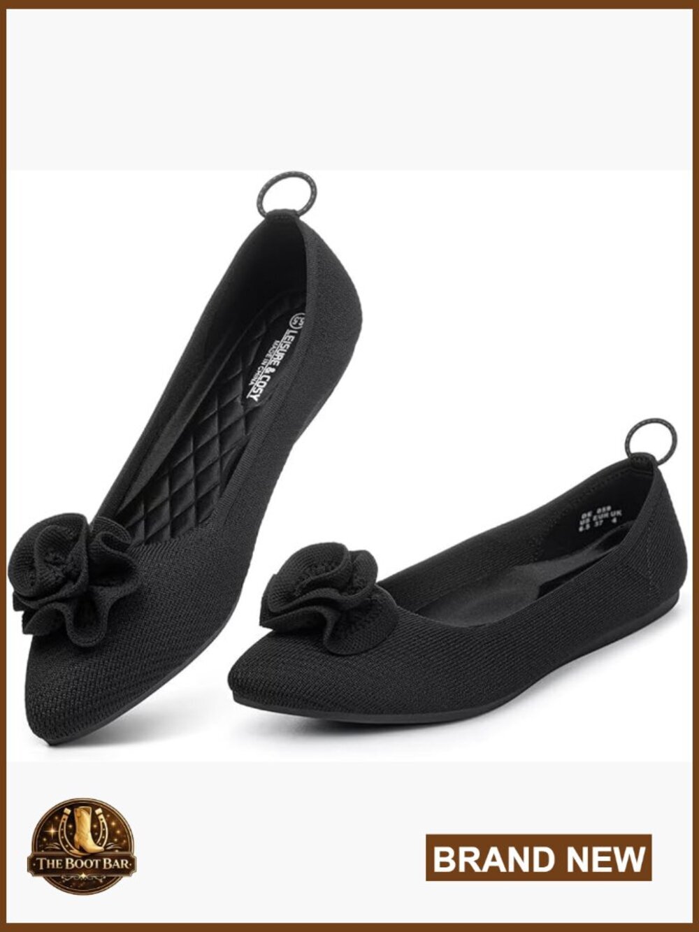 Pointed Toe Knit Ballet Flats with Bow Dressy Slip-on Shoes